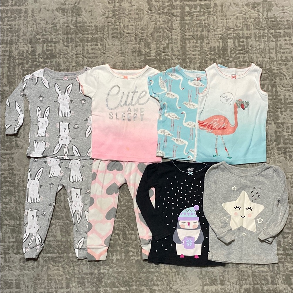 🔥4/20! Baby Girls Pajama set bundle. Size 12M and 18M.